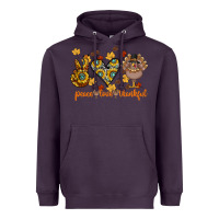 Plum Peace Love Thankful Heavyweight Hoodie - CowhideDigitalArt
