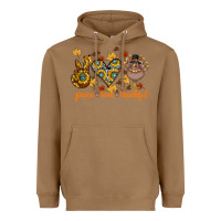 Toasted Coconut Peace Love Thankful Heavyweight Hoodie - CowhideDigitalArt