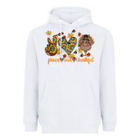 White Peace Love Thankful Heavyweight Hoodie - CowhideDigitalArt