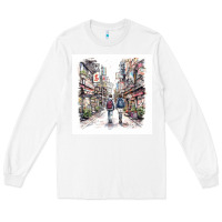 White Japan Street Long Sleeve Tee - Unal Design