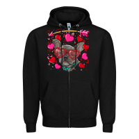 Black valentine's day french bulldog puppy Zipper Hoodie - RanaPortraitStore