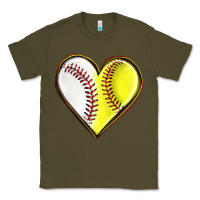 Army Green baseball and softball heart Classic Tee - texasbilliewilder