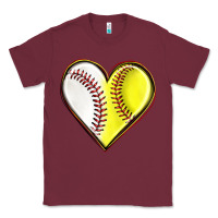 Burgundy baseball and softball heart Classic Tee - texasbilliewilder