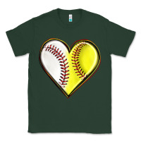 Sports Green baseball and softball heart Classic Tee - texasbilliewilder