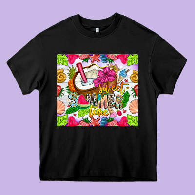 Summer Time Heavy Core Tee Designed By Cowhidedigitalart