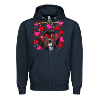 Navy valentine's day havanese dog Zipper Hoodie - RanaPortraitStore