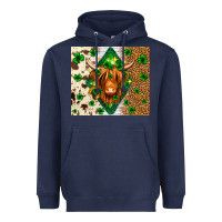 Navy St. Patrick's Day Highland cow Heavyweight Hoodie - Neo Western