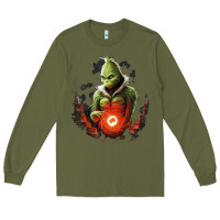 Army Green Grinch Long Sleeve Tee - Unal Design
