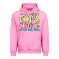 Fuchsia Pink all of god's grace in one tiny face Urban Hoodie - MaliasSmallBusiness