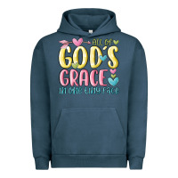 Pigment Midnight Navy all of god's grace in one tiny face Urban Hoodie - MaliasSmallBusiness