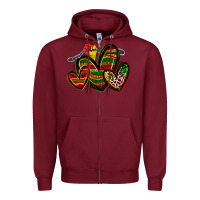 Burgundy juneteenth hearts Zipper Hoodie - Zillion Design Studio