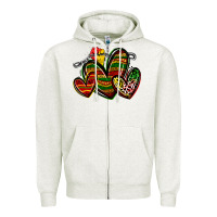 Oatmeal Heather juneteenth hearts Zipper Hoodie - Zillion Design Studio