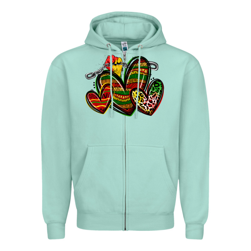 Juneteenth Hearts Zipper Hoodie by Zillion Design Studio | Teevron