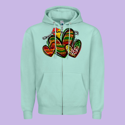 Juneteenth Hearts Zipper Hoodie Designed By Zillion Design Studio