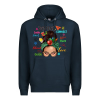 Navy Teacher messy bun caucasian Premium Hoodie - NancyCooperArtShop