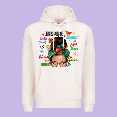 Teacher Messy Bun Caucasian Premium Hoodie Designed By Nancycooperartshop