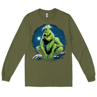 Army Green Grinch Long Sleeve Tee - Unal Design