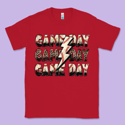 Classic Tee game day game day baseball lightning bolt