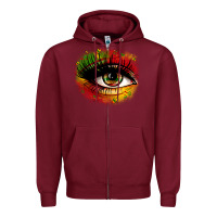 Burgundy juneteenth eye Zipper Hoodie - Zillion Design Studio