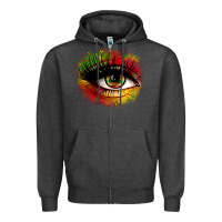 Charcoal Heather juneteenth eye Zipper Hoodie - Zillion Design Studio