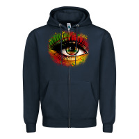 Navy juneteenth eye Zipper Hoodie - Zillion Design Studio