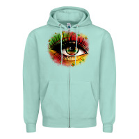 Seafoam juneteenth eye Zipper Hoodie - Zillion Design Studio