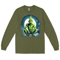 Army Green Grinch Long Sleeve Tee - Unal Design