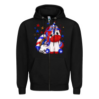 Black 4th of july american unicorn Zipper Hoodie - texasbilliewilder