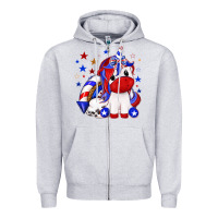 Heather Grey 4th of july american unicorn Zipper Hoodie - texasbilliewilder