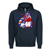 Navy 4th of july american unicorn Zipper Hoodie - texasbilliewilder