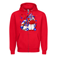 Red 4th of july american unicorn Zipper Hoodie - texasbilliewilder