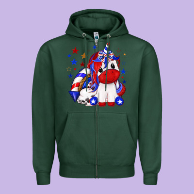 Zipper Hoodie 4th of july american unicorn