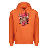 Carrot Pink winter long haired Cow Premium Hoodie - NancyCooperArtShop