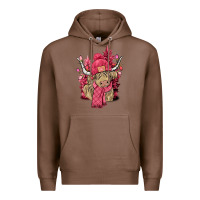Chestnut Pink winter long haired Cow Premium Hoodie - NancyCooperArtShop
