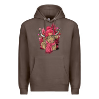 Coffee Pink winter long haired Cow Premium Hoodie - NancyCooperArtShop