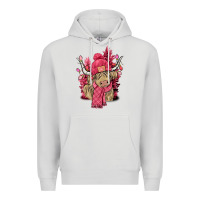 Dove Grey Pink winter long haired Cow Premium Hoodie - NancyCooperArtShop