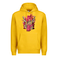 Lemon Pink winter long haired Cow Premium Hoodie - NancyCooperArtShop