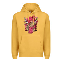 Mustard Pink winter long haired Cow Premium Hoodie - NancyCooperArtShop