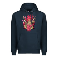 Navy Pink winter long haired Cow Premium Hoodie - NancyCooperArtShop
