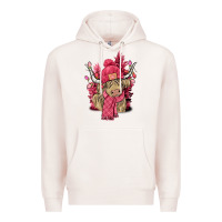 Pale Pink Pink winter long haired Cow Premium Hoodie - NancyCooperArtShop