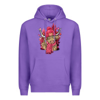 Purple Pink winter long haired Cow Premium Hoodie - NancyCooperArtShop