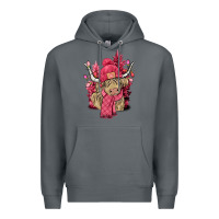 Rock Pink winter long haired Cow Premium Hoodie - NancyCooperArtShop