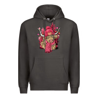 Smoke Pink winter long haired Cow Premium Hoodie - NancyCooperArtShop