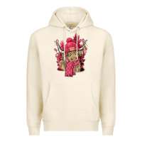 Tofu Pink winter long haired Cow Premium Hoodie - NancyCooperArtShop