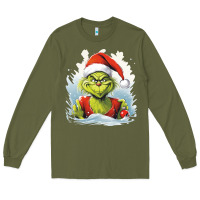 Army Green Grinch Long Sleeve Tee - Unal Design