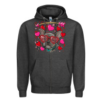 Charcoal Heather valentine's day french bulldog puppy Zipper Hoodie - RanaPortraitStore