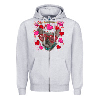 Heather Grey valentine's day french bulldog puppy Zipper Hoodie - RanaPortraitStore