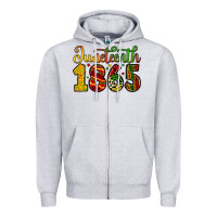 Heather Grey juneteenth 1865 Zipper Hoodie - Zillion Design Studio