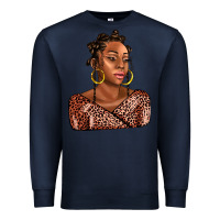 Navy afro woman Premium Sweatshirt - AdoDesignShop