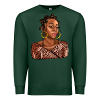 Sports Green afro woman Premium Sweatshirt - AdoDesignShop